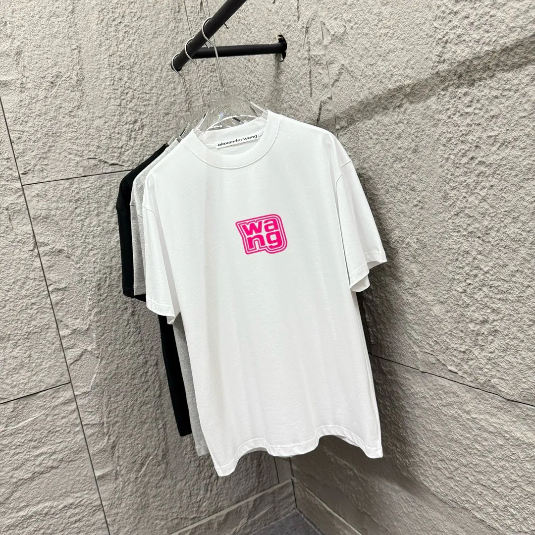 * *alexander 2025 New Arrival Pink wang T Same Style ：Black White Size： S （90-130 ） M （120-150 ） L （140-165 ） XL （160-180 ） XXL （180 ）